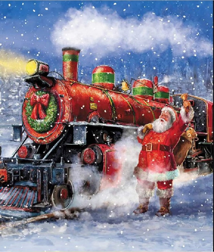 Santa's Train - 1-yard Panel - Riley Blake Designs