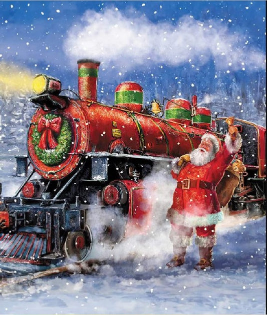 Santa's Train - 1-yard Panel - Riley Blake Designs