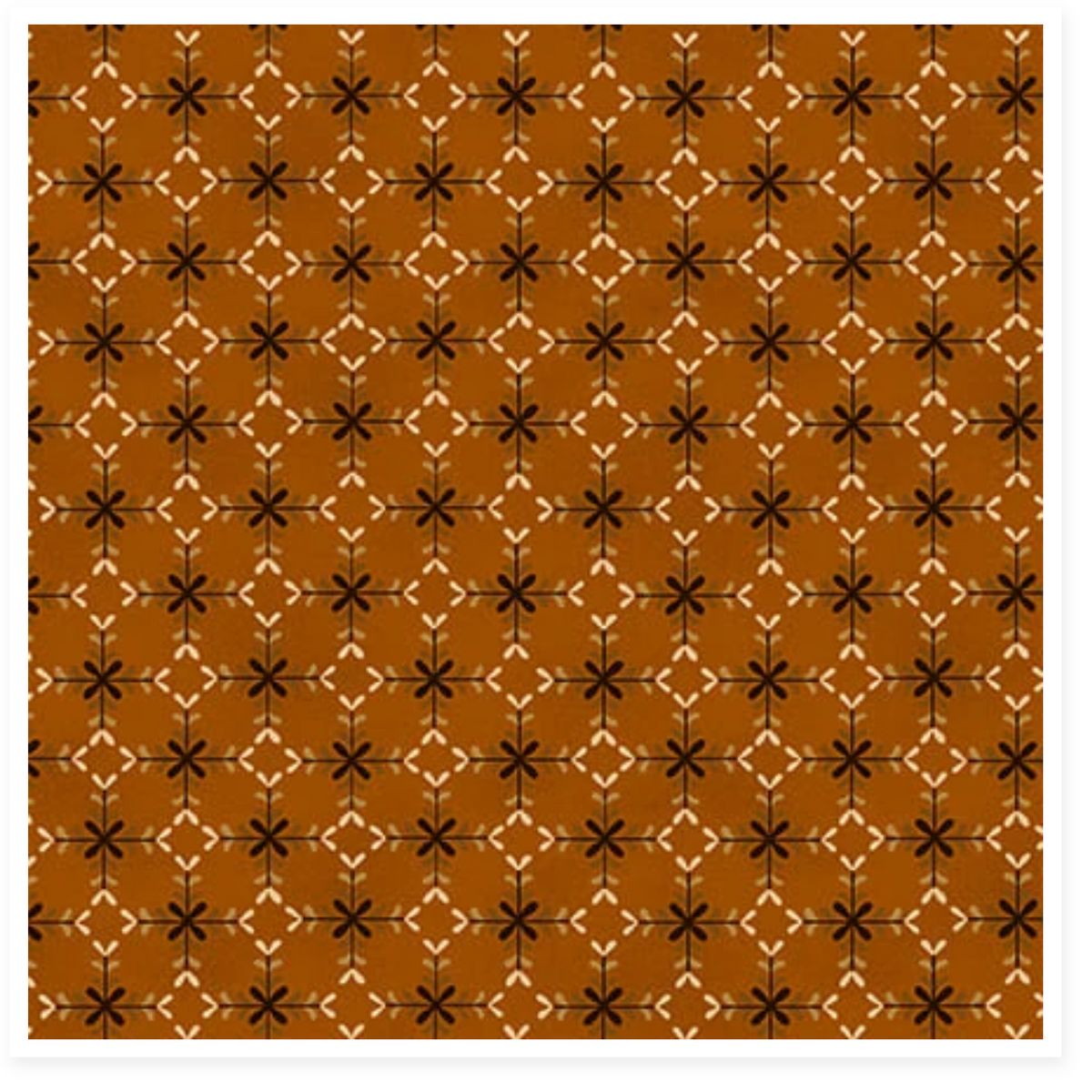 A product page showing a repeating orange scrap basket pattern swatch on the left and product title text on the right, including the code 1522-30 Orange and the name Kim Diehl.