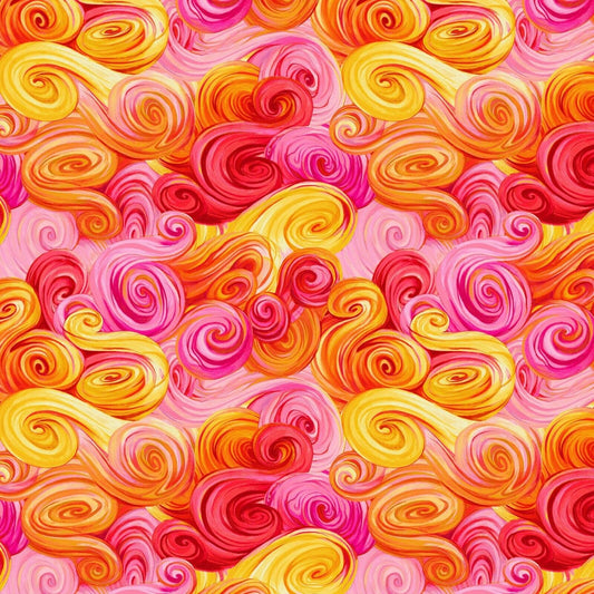 Spirit of the Wolf - Pink Swirls Warm - StudioE Fabrics