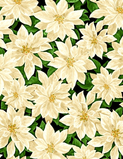 1/3 Yard Deck the Halls - White Poinsettias - Wilmington Prints