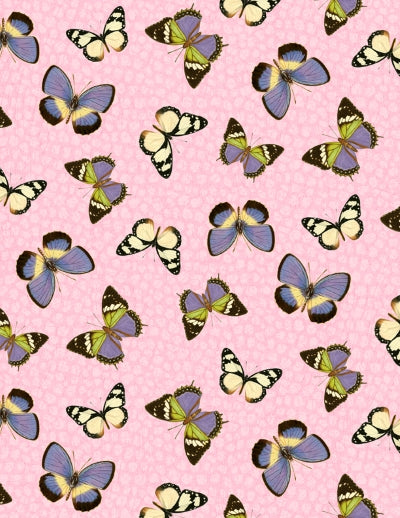 Flower Show Butterflies Pink - Wilmington Prints