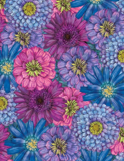 Blossom & Blooms Packed Flowers Blue - Wilmington Prints