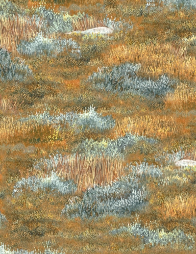 Roaming Wild - Grass All Over in Oranges - Wilmington Prints
