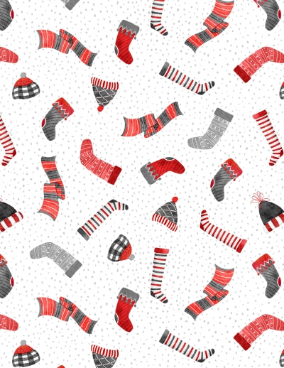 Snowy Tidings Tossed Stockings - Wilmington Prints