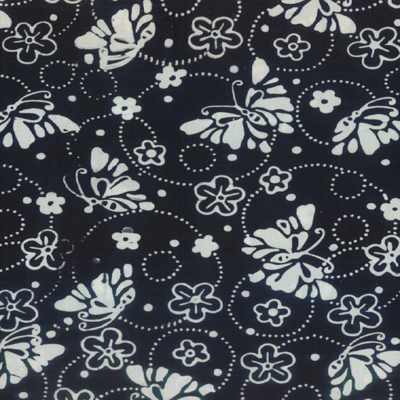 Off Tropic Butterflies and Rings Black - Wilmington Prints