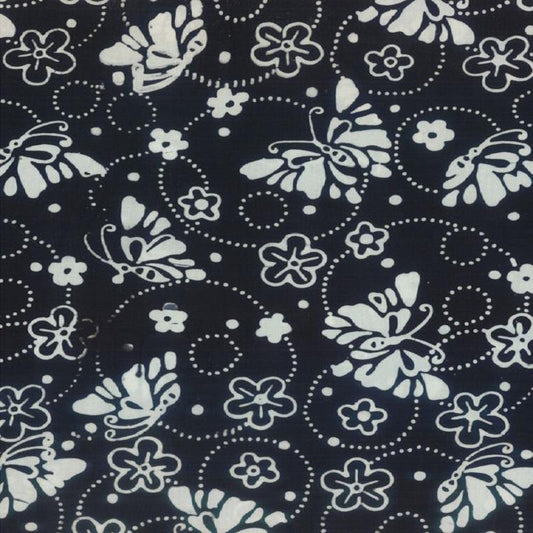 Off Tropic Butterflies and Rings Black - Wilmington Prints