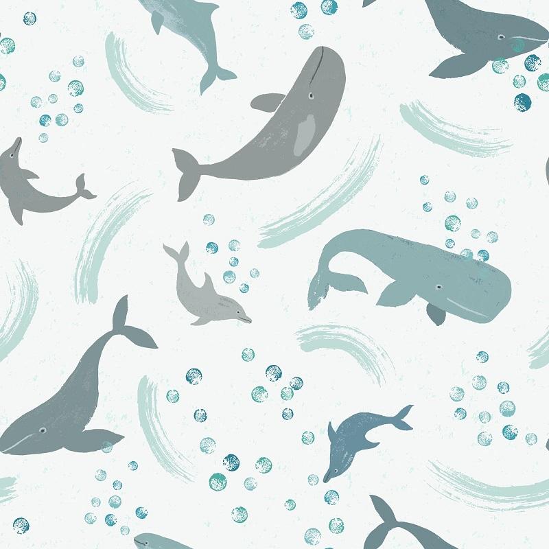 Whales & Dolphins White - Lewis & Irene