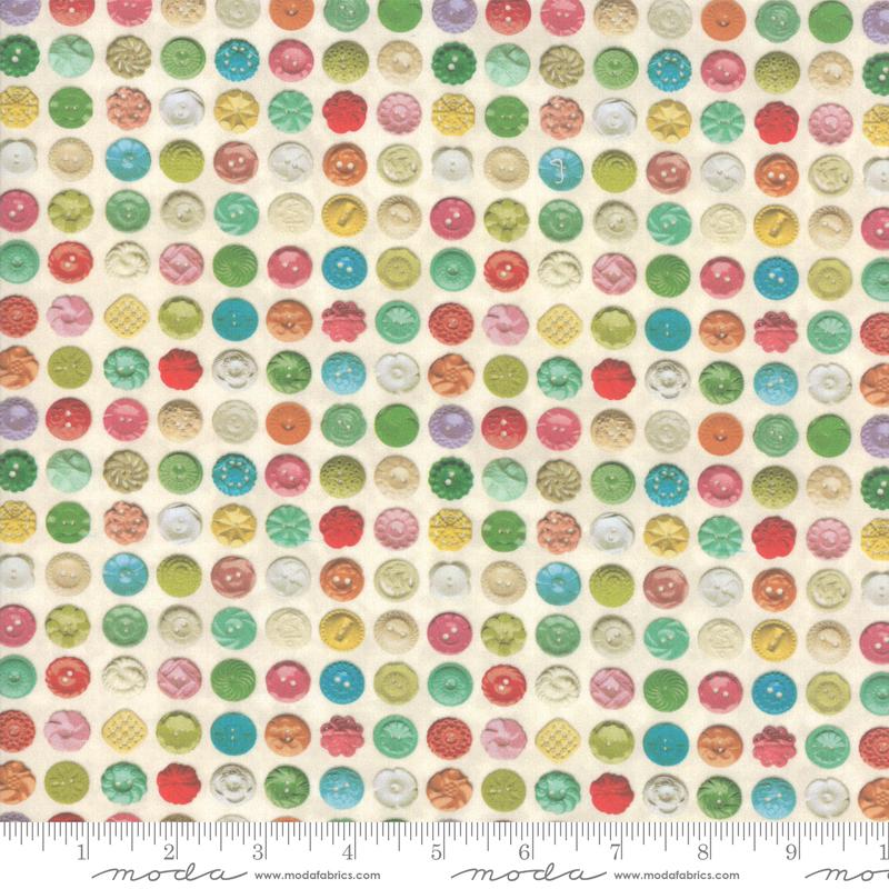 Flea Market Mix -- Parchment Multi Color Buttons - Moda