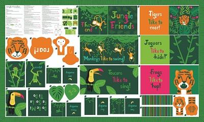 Jungle Paradise - Animal Book Panel (panel = 36"x60") - Moda
