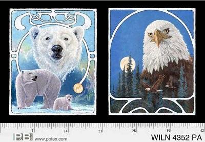 Wildlife Nouveau Panel - Polar Bear, Eagle - P & B Textiles
