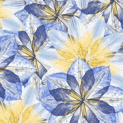 Pressed Floral -- Kaleidoscope Floral, Blue Bird - RJR Fabrics