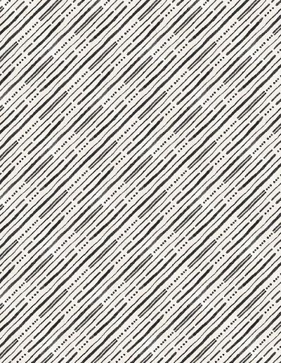 Paisley Place -- Diagonal Stripes Cream Black - Wilmington Prints