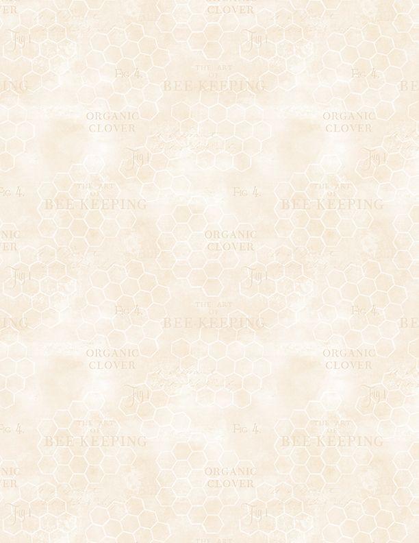 7/8 Yard The Art of Beekeeping - Honeycombs and Words on Cream - Wilmington Prints