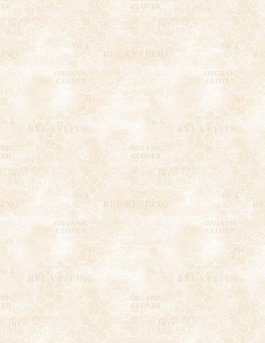 7/8 Yard The Art of Beekeeping - Honeycombs and Words on Cream - Wilmington Prints
